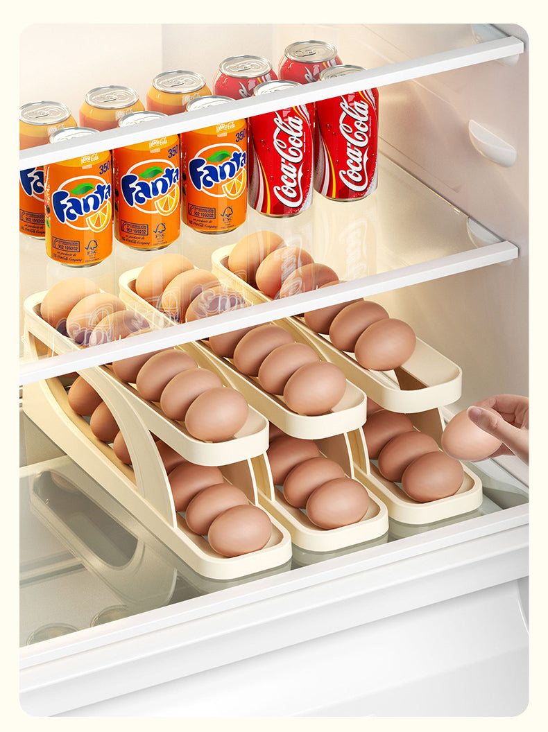 Double-Layer Egg Dispenser Automatic Roll-Down Egg Storage Rack