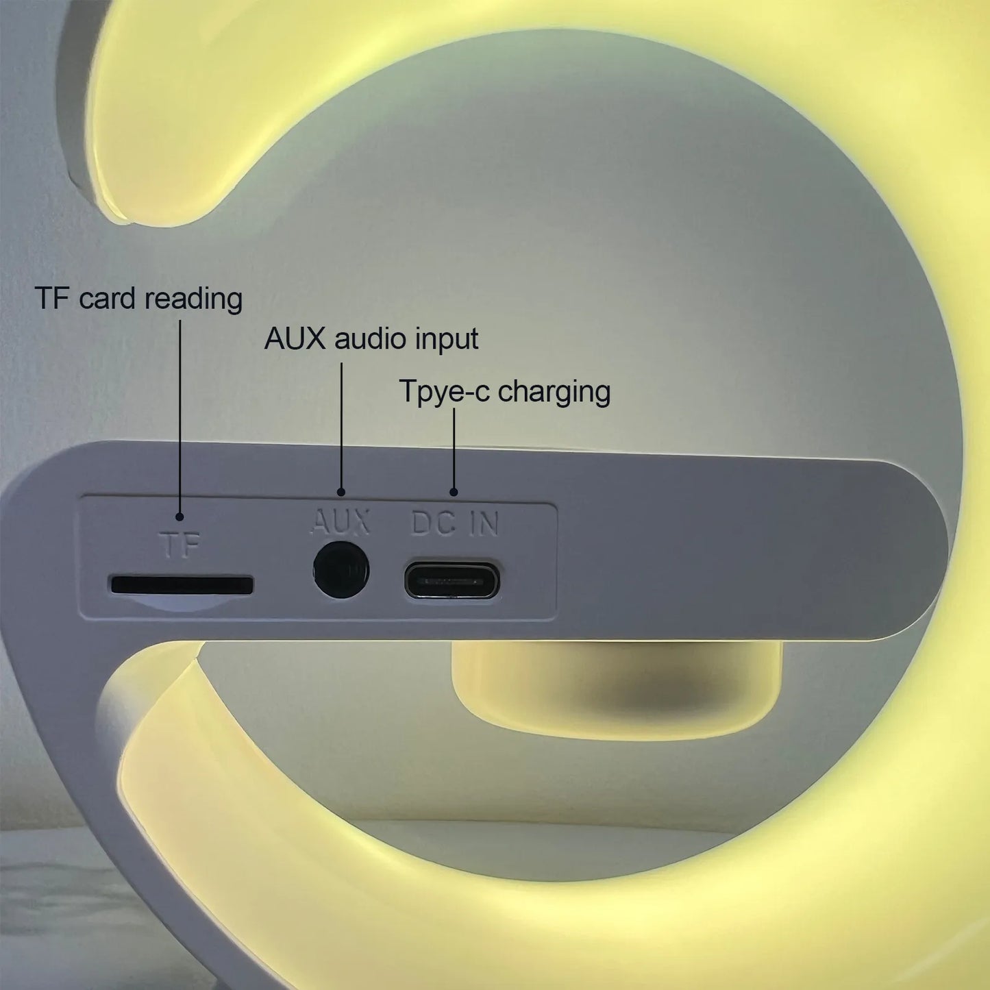 5IN1 Smart Wireless Charger Table Lamp Bluetooth Speaker Alarm Clock RGB Light