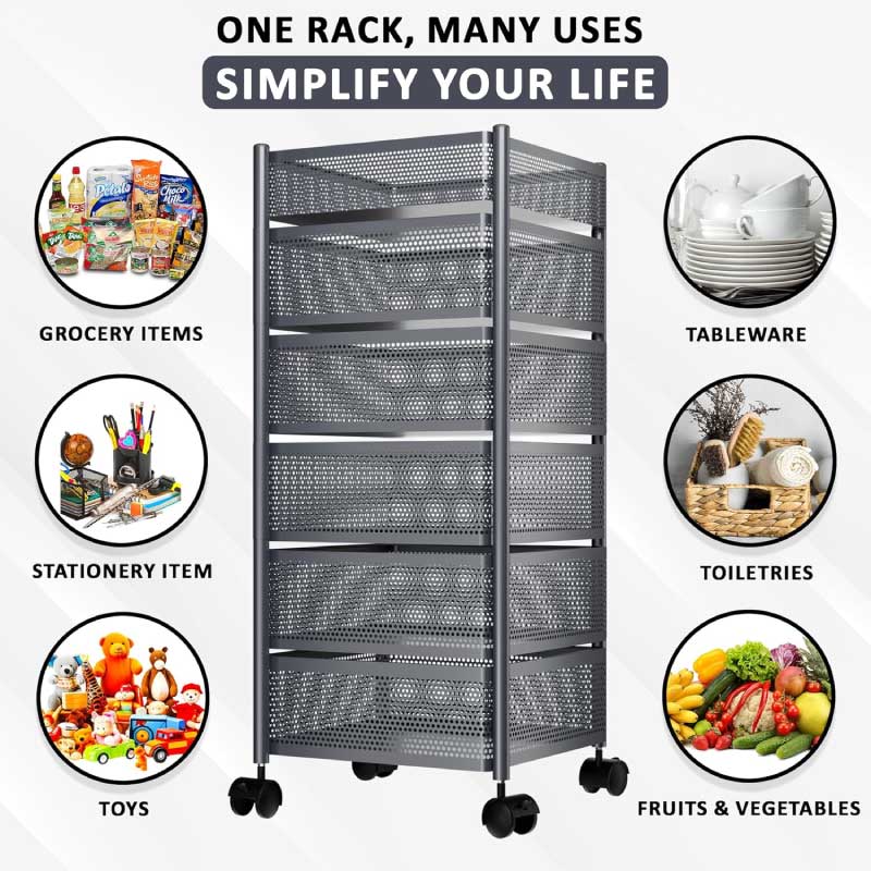 6 Layer Square Shape Kitchen Rack
