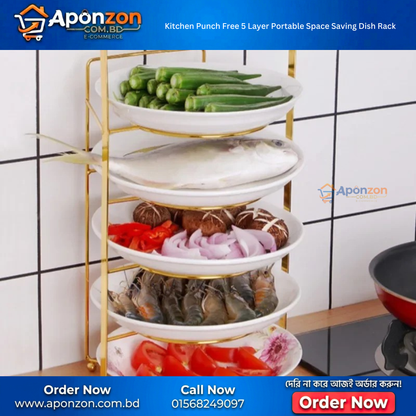 Kitchen Punch Free 5 Layer Portable Space Saving Dish Rack
