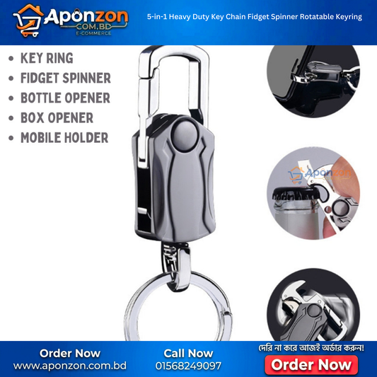 5-in-1 Heavy Duty Key Chain Fidget Spinner Rotatable Keyring