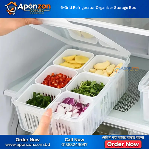 6-Grid Refrigerator Organizer Storage Box