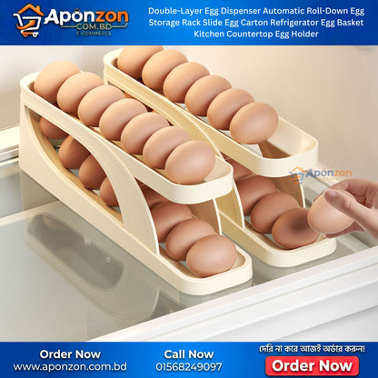Double-Layer Egg Dispenser Automatic Roll-Down Egg Storage Rack