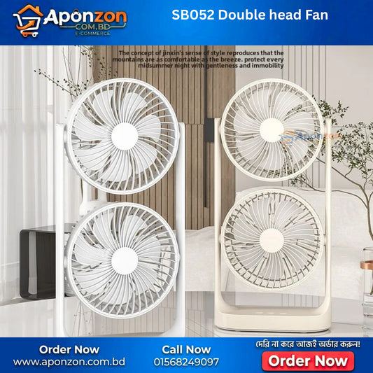 Double-Head High Wind Air Circulation Desktop Fan Portable Double-Layer Cooling Fan