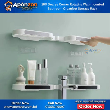 180° Corner Rotating Wall-mounted Bathroom Organizer Storage Rack