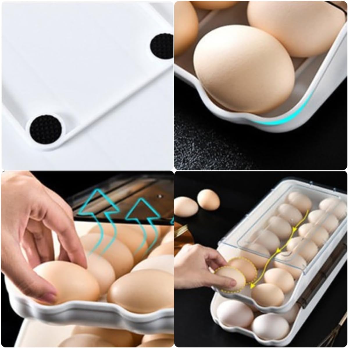 2 pcs Set Smart Egg Storage Box | Sliding Egg Organizer