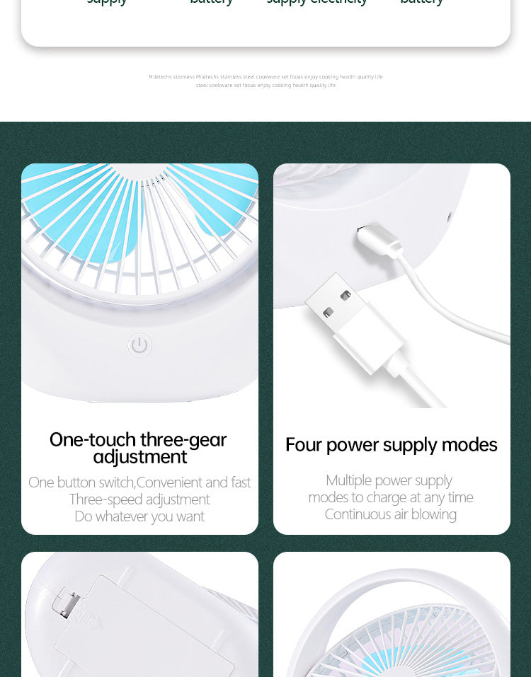 Quiet Cool Mini Portable Desk Fan