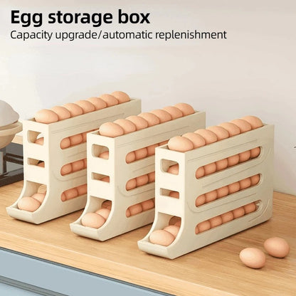 Large Capacity Auto Eggs Rolling Shelf Fridge Egg Storage Box Rack