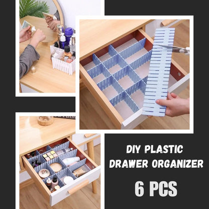 Adjustable Plastic Grid Drawer Organizer (6pcs Set)