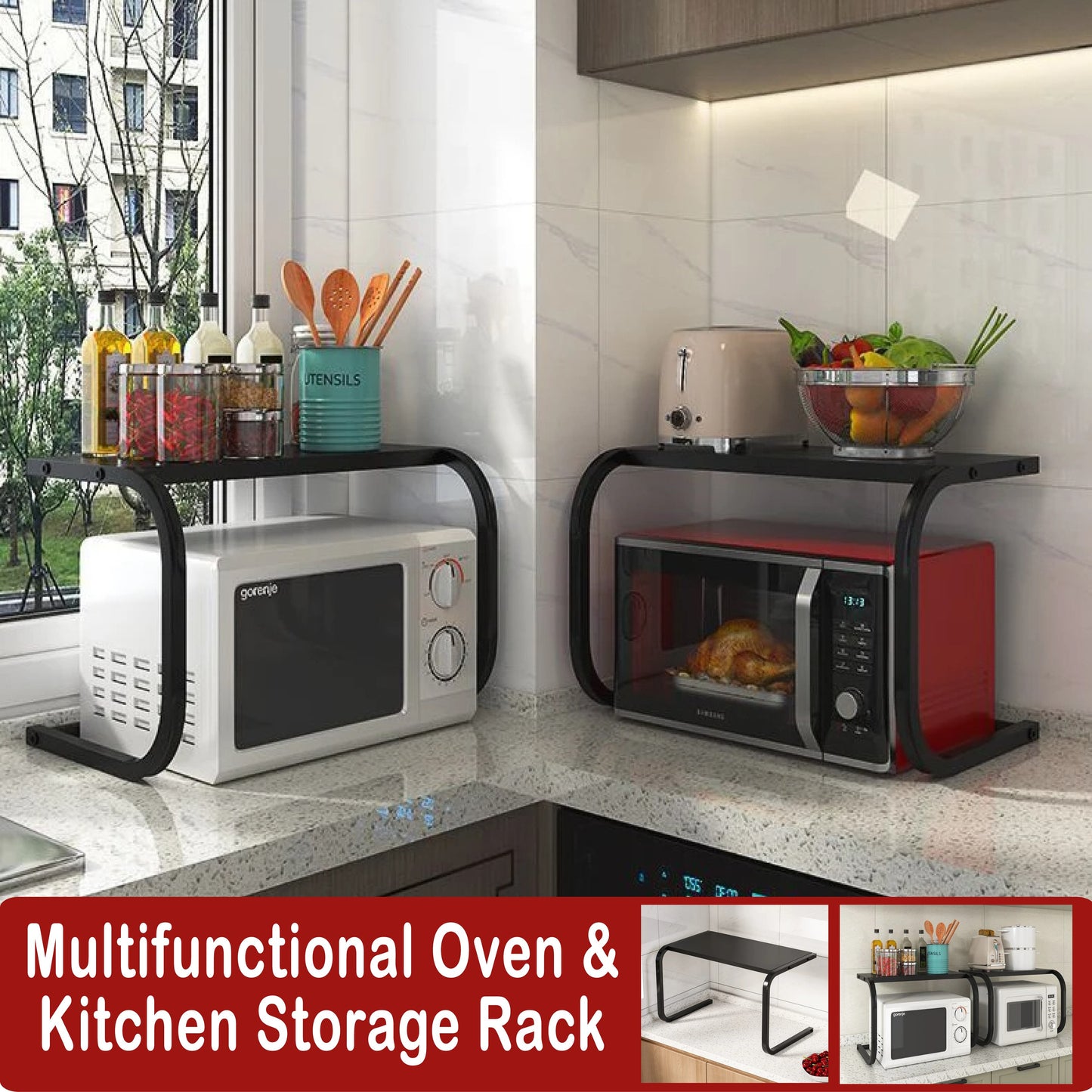Microwave Oven Rack Multifunctional Kitchen Shelf (56×37×41cm)