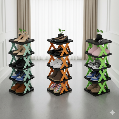 5 Layer Multifunctional Black Shoe Organizer Rack (Black)