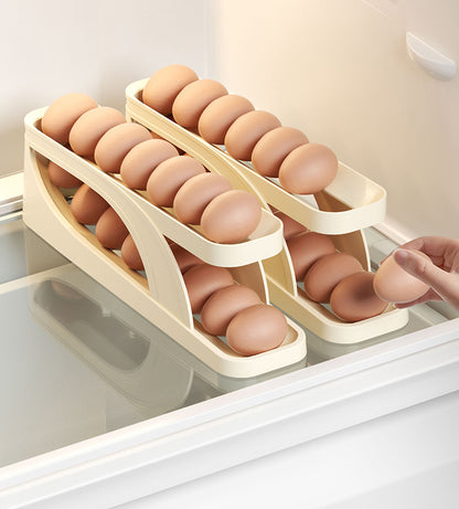 Double-Layer Egg Dispenser Automatic Roll-Down Egg Storage Rack