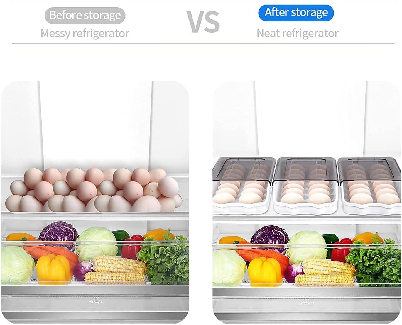 2 pcs Set Smart Egg Storage Box | Sliding Egg Organizer