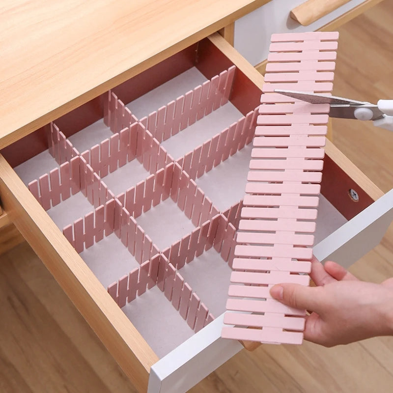 Adjustable Plastic Grid Drawer Organizer (6pcs Set)