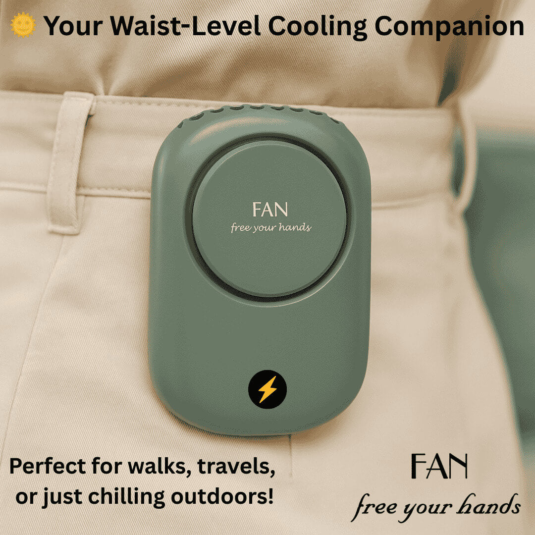 Portable Waist Hanging Fan / Mini Neck Fan (USB Rechargeable