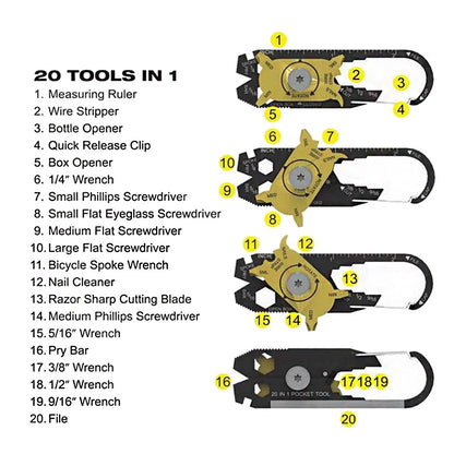 20 in 1 Multifunctional Wrench Kit (EDC Tool Keychain)