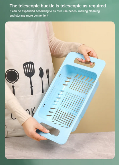 Over the Sink Collapsible Colander Strainer Expandable Basket