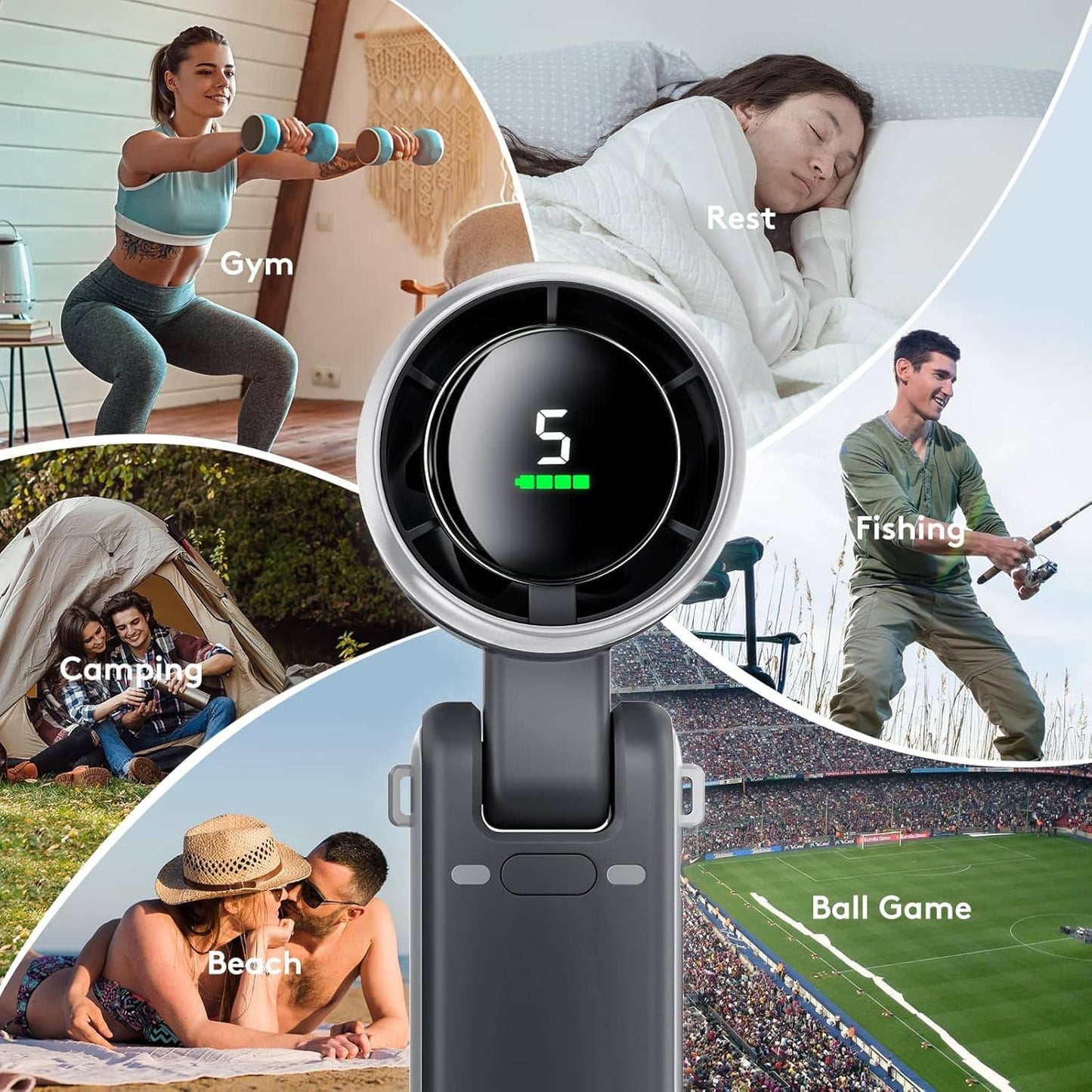 Mini Turbo Fan Portable Handheld Mini Fan Foldable Powerful Winds with 5 Speed