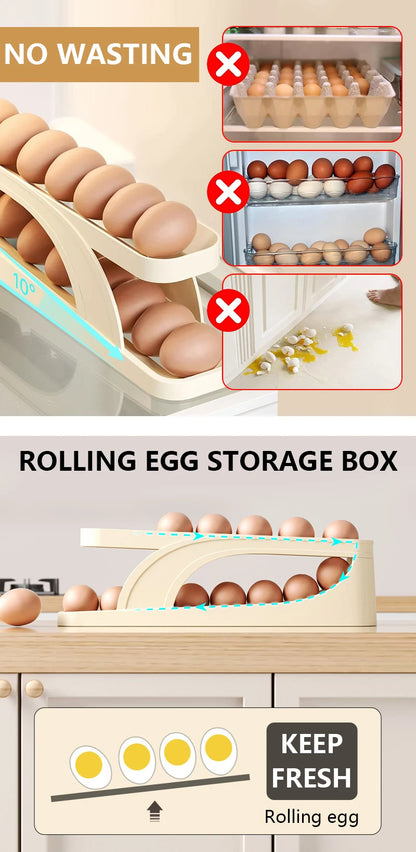 Double-Layer Egg Dispenser Automatic Roll-Down Egg Storage Rack