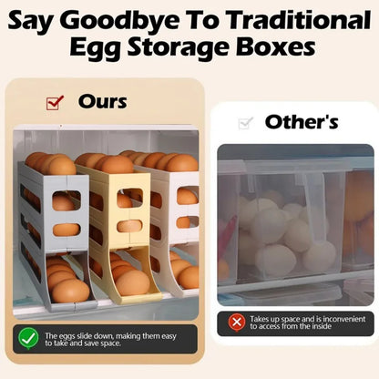 Large Capacity Auto Eggs Rolling Shelf Fridge Egg Storage Box Rack