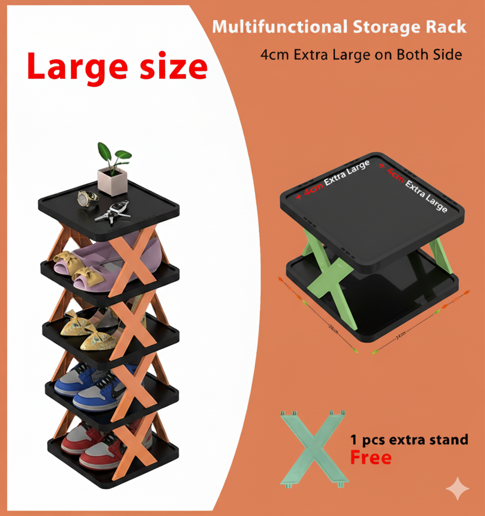 5 Layer Multifunctional Black Shoe Organizer Rack (Black)