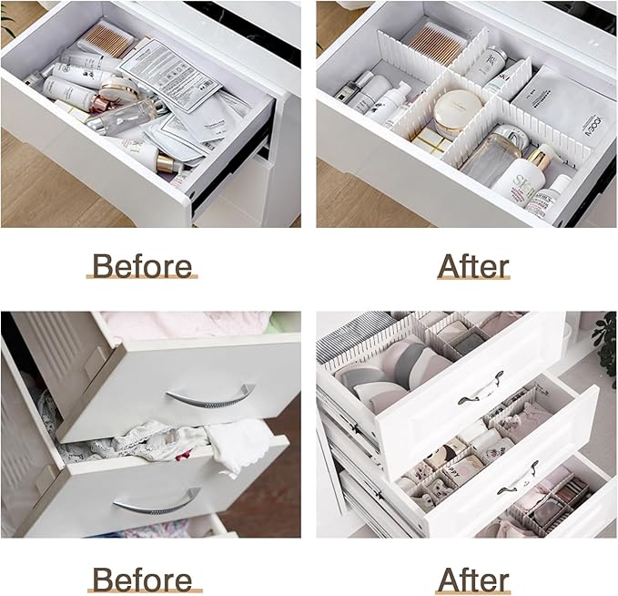 Adjustable Plastic Grid Drawer Organizer (6pcs Set)