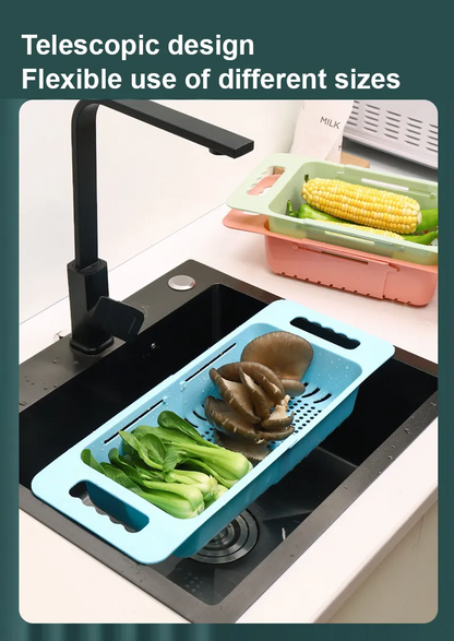 Over the Sink Collapsible Colander Strainer Expandable Basket