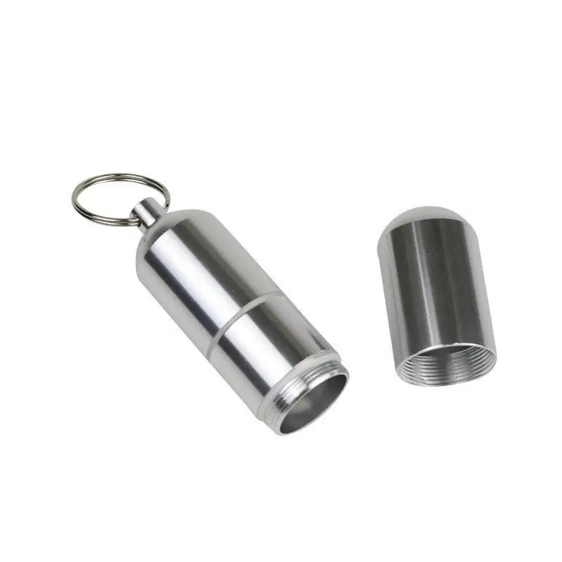 Waterproof Silver Cigarette Case & Capsule Holder with Keychain