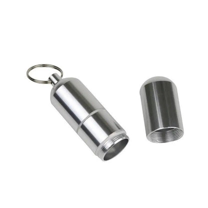 Waterproof Silver Cigarette Case & Capsule Holder with Keychain