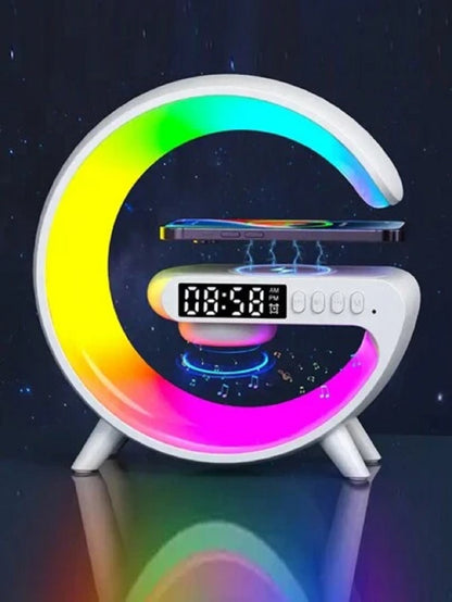 5IN1 Smart Wireless Charger Table Lamp Bluetooth Speaker Alarm Clock RGB Light