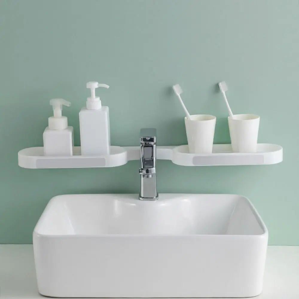 180° Corner Rotating Wall-mounted Bathroom Organizer Storage Rack