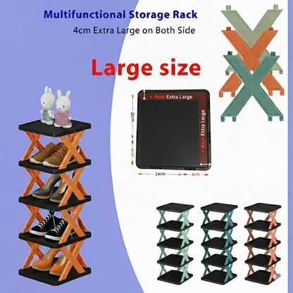 5 Layer Multifunctional Black Shoe Organizer Rack (Black)