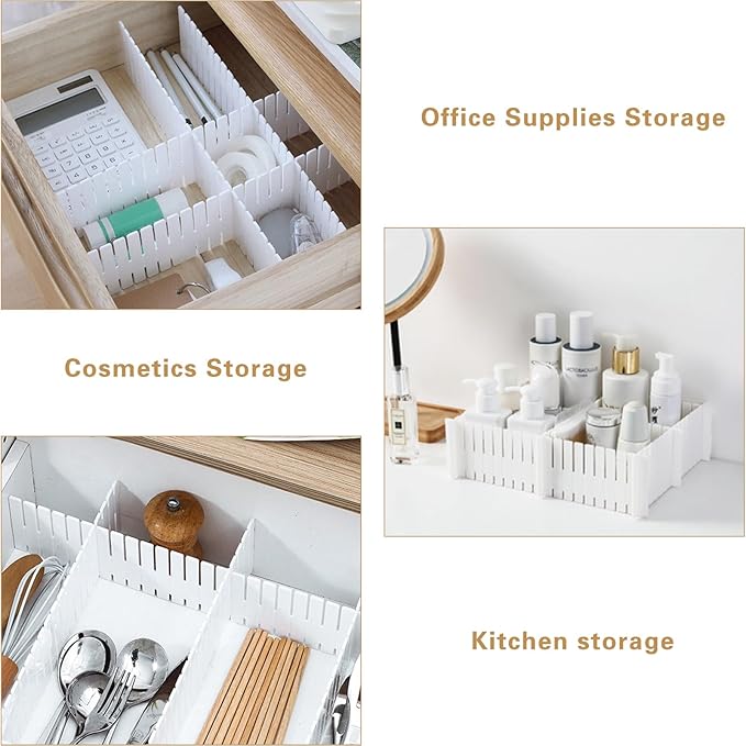 Adjustable Plastic Grid Drawer Organizer (6pcs Set)