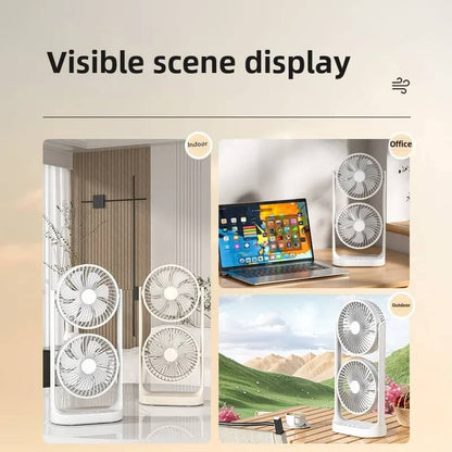 Double-Head High Wind Air Circulation Desktop Fan Portable Double-Layer Cooling Fan