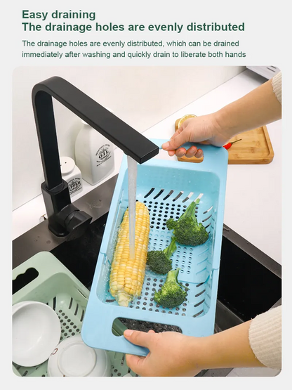Over the Sink Collapsible Colander Strainer Expandable Basket