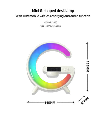 5IN1 Smart Wireless Charger Table Lamp Bluetooth Speaker Alarm Clock RGB Light