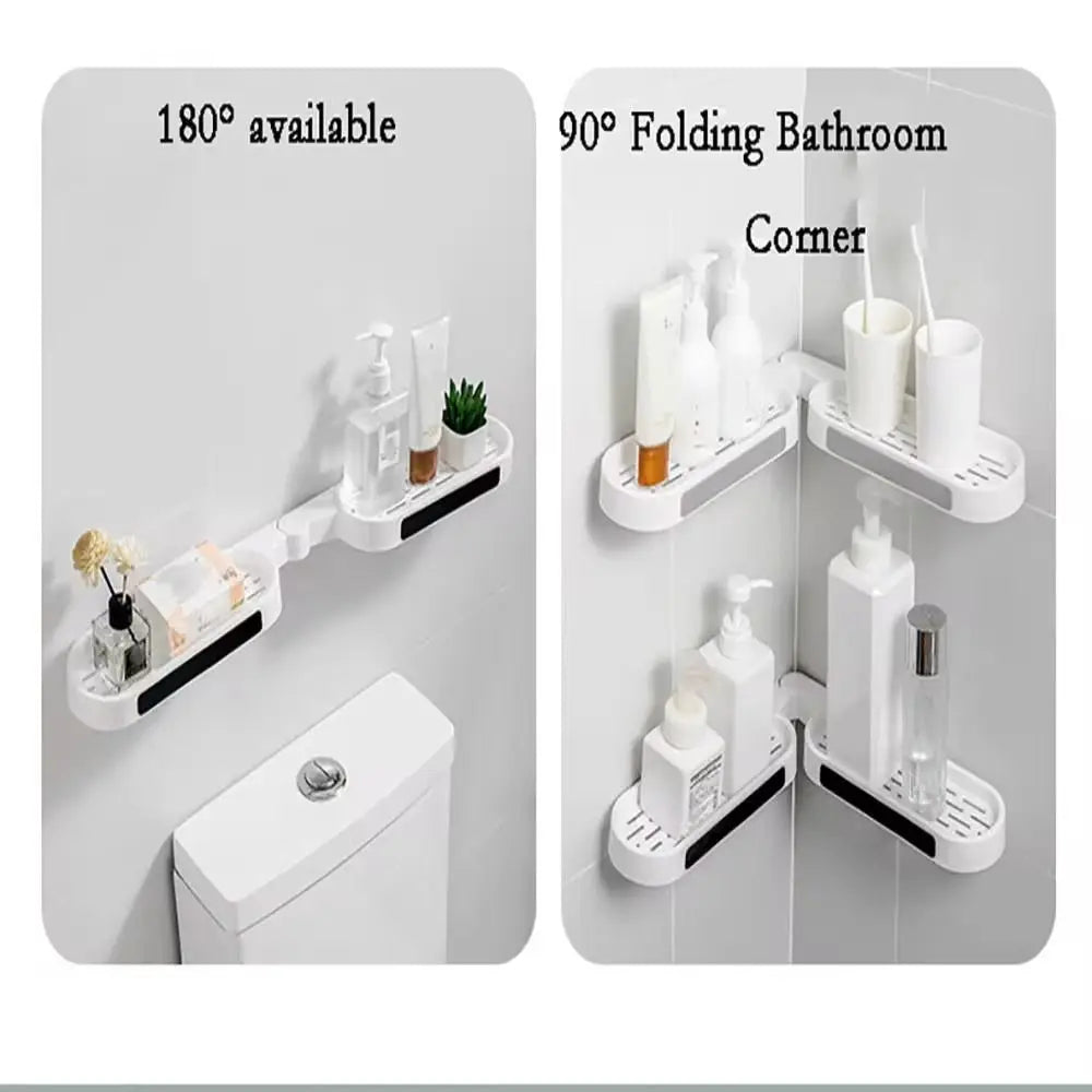 180° Corner Rotating Wall-mounted Bathroom Organizer Storage Rack