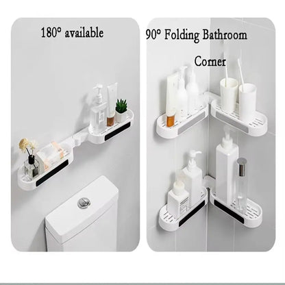 180° Corner Rotating Wall-mounted Bathroom Organizer Storage Rack