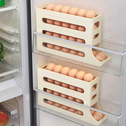Large Capacity Auto Eggs Rolling Shelf Fridge Egg Storage Box Rack