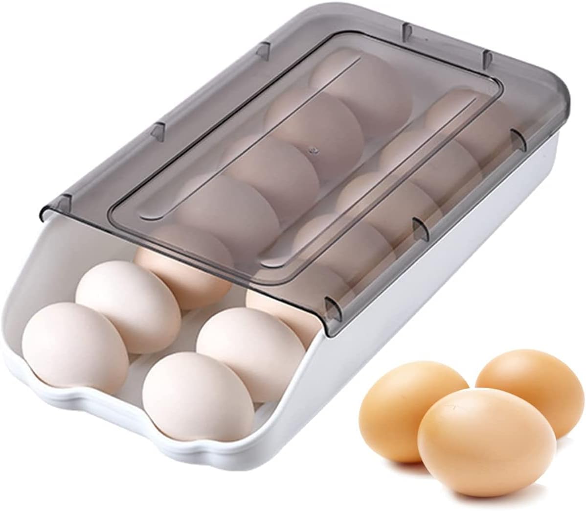 2 pcs Set Smart Egg Storage Box | Sliding Egg Organizer