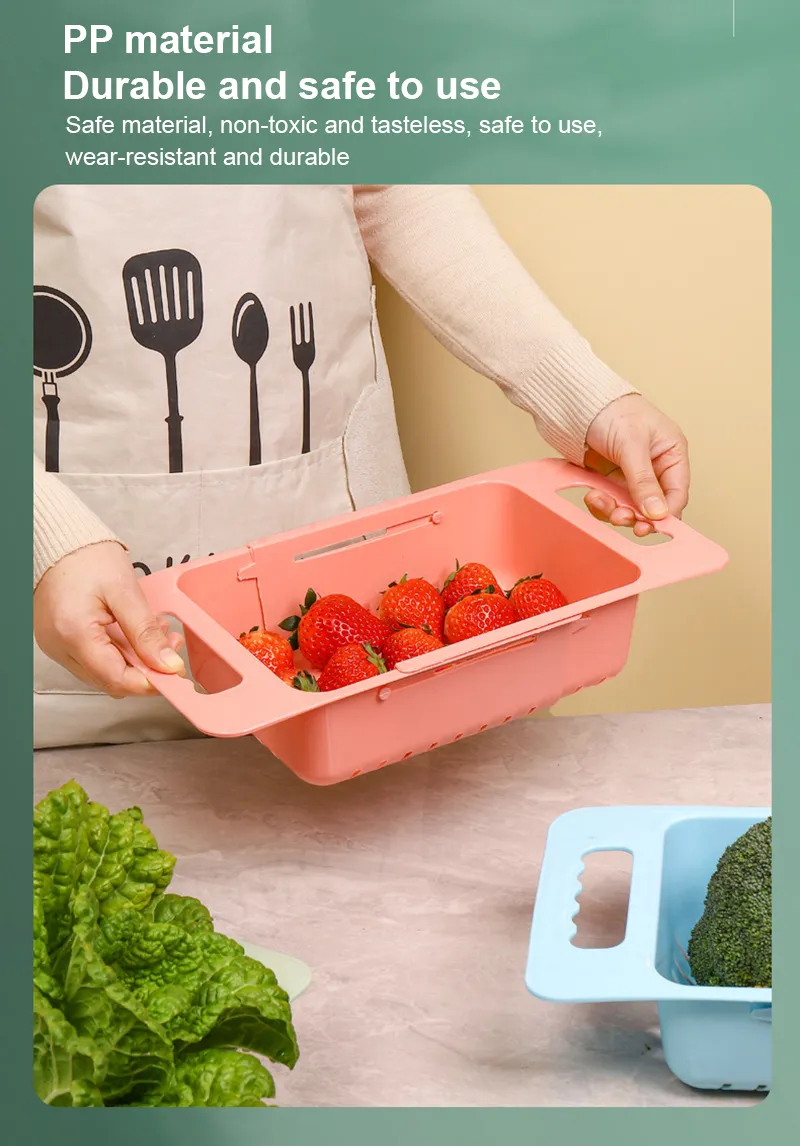 Over the Sink Collapsible Colander Strainer Expandable Basket