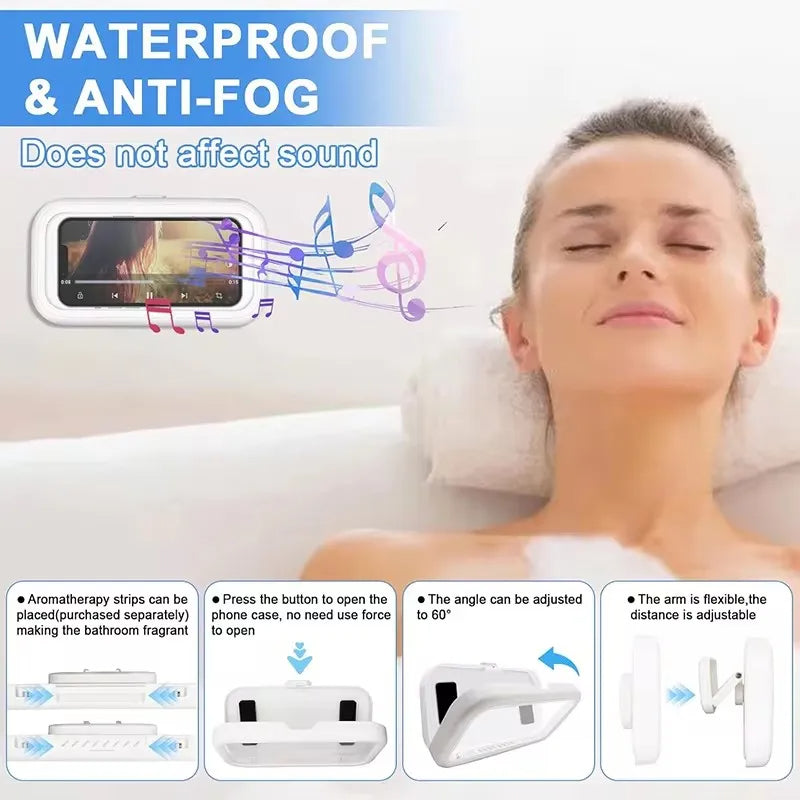 Waterproof Shower Phone Holder (360° Rotation, Wall Mount)