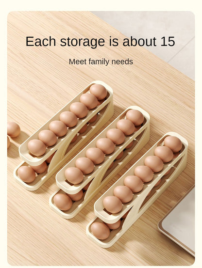 Double-Layer Egg Dispenser Automatic Roll-Down Egg Storage Rack