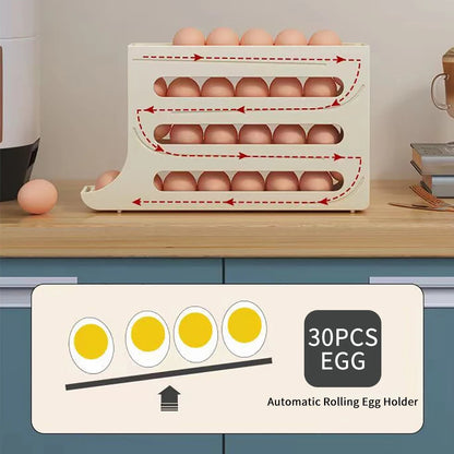 Large Capacity Auto Eggs Rolling Shelf Fridge Egg Storage Box Rack