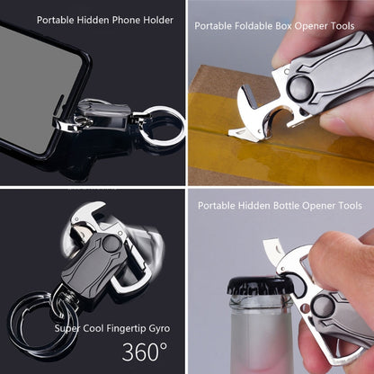 5-in-1 Heavy Duty Key Chain Fidget Spinner Rotatable Keyring