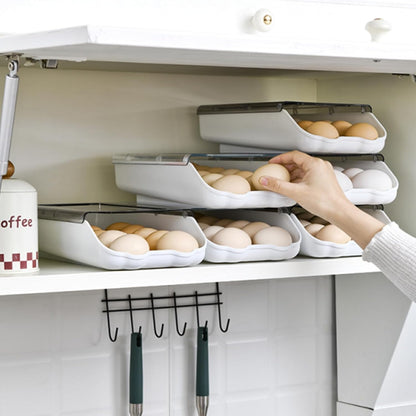 2 pcs Set Smart Egg Storage Box | Sliding Egg Organizer
