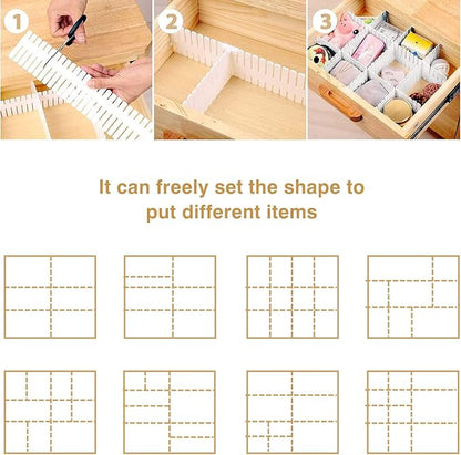 Adjustable Plastic Grid Drawer Organizer (6pcs Set)