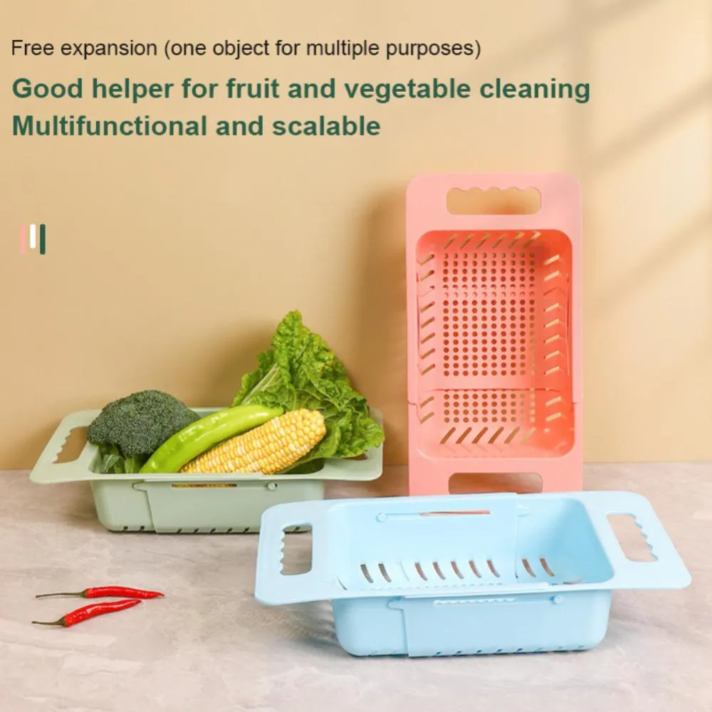 Over the Sink Collapsible Colander Strainer Expandable Basket