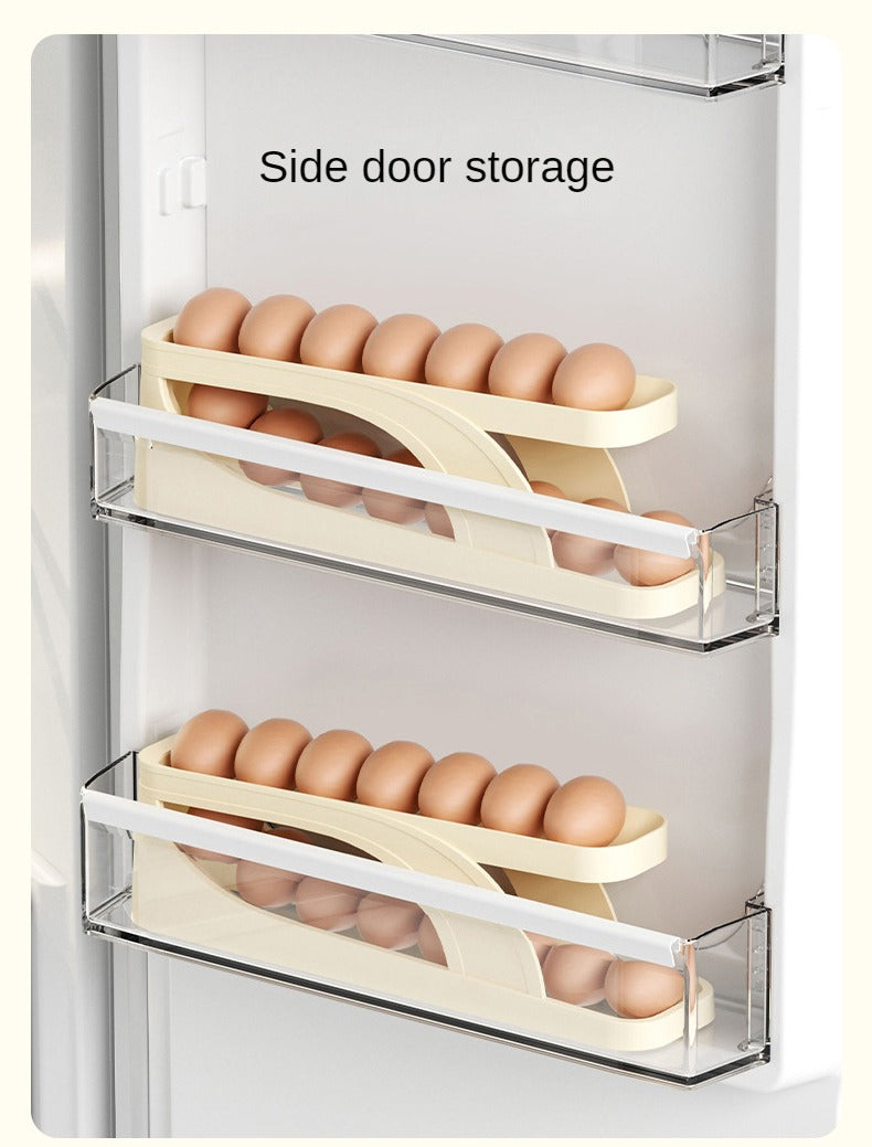 Double-Layer Egg Dispenser Automatic Roll-Down Egg Storage Rack