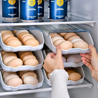 2 pcs Set Smart Egg Storage Box | Sliding Egg Organizer